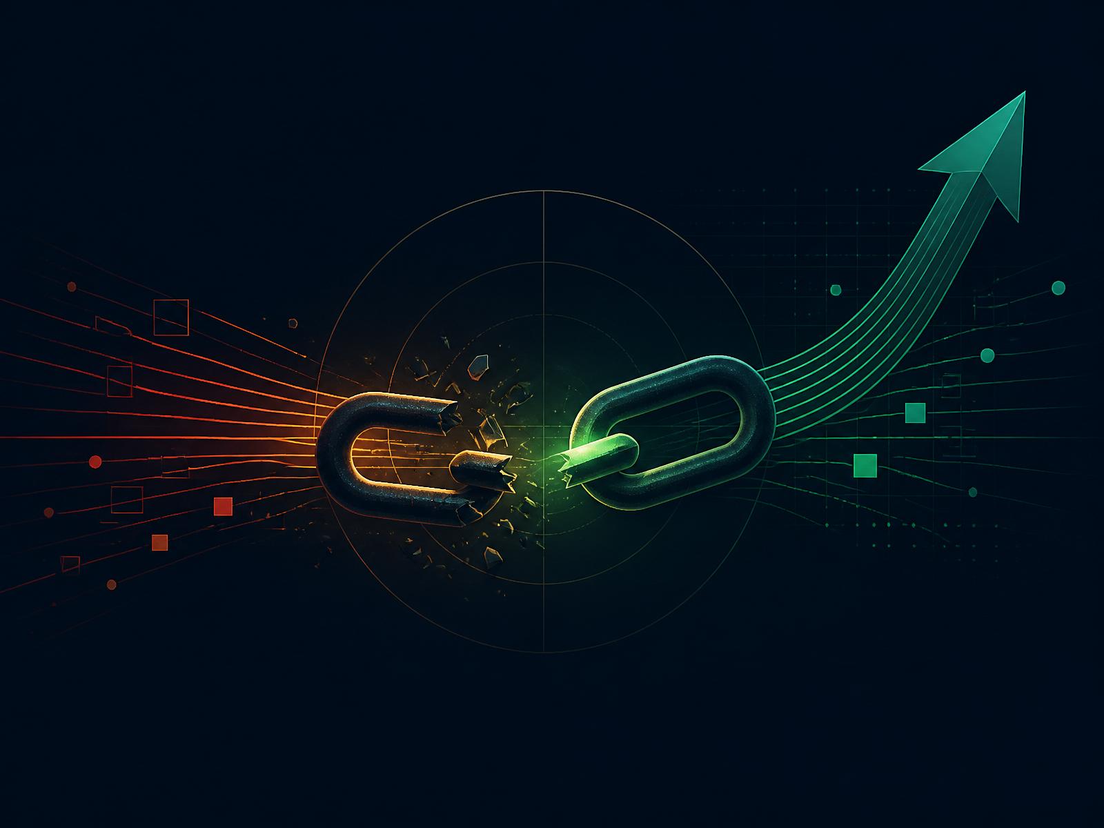 A broken payment link being reconnected into an upward trend.
